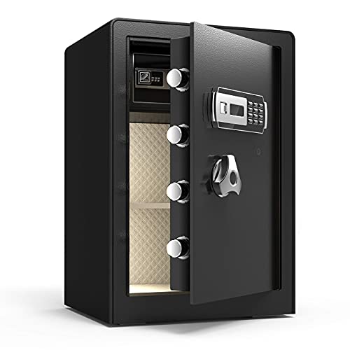 Safe Box,2.3 Cu. Ft Home Safe with Interior Cabinet Box, LED Light, Removable Shelf,LCD Screen Safety Box for Home Office, Storage Cash Jewelry Pistol Valuables Safe Box,2.3 Cu. Ft Home Safe with Interior Cabinet Box, LED Light, Removable Shelf,LCD Screen Safety Box for Home Office, Storage Cash Jewelry Pistol Valuables