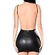 SEDEX Frauen Dessous Wetlook Minikleid rückenfreie Clubwear Nachtwäsche Ausschnitt Stretch Fit Simili Mini Kleid