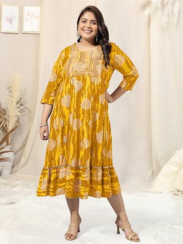 Image of MIRCHI FASHION Women Plus Size Anarkali Printed Kurti Only