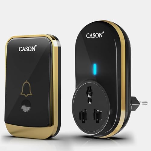 Image of CASON - Wireless Door Bell for Home Long Range /Door Bell wireless For Home /Wireless Calling Bell,Remote Bell With Socket Plug In type, up to 1000ft Range with 45 Chimes (1 Remote 1 Receiver, Black)