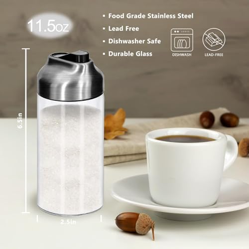 image for Aelga 12 OZ Glass Sugar Dispenser with Pour Spout, Weighted Pourer, fo