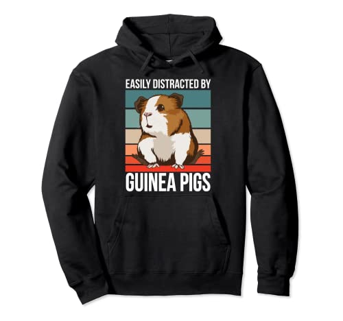 Retro Guinea Pig Quote Cavy Easily Distracted By Guinea Pigs Pullover Hoodie