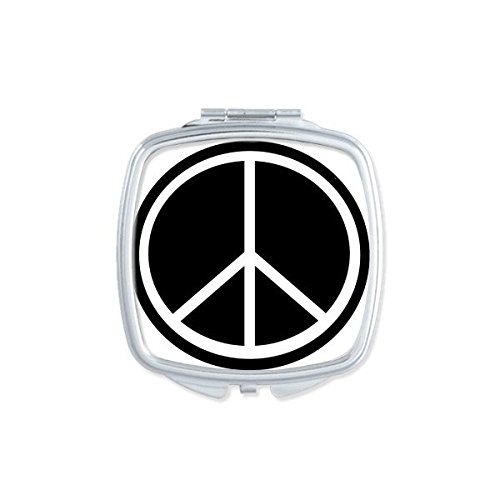 Miroir mignon petit cadeau symbole de paix noir et blanc design carré