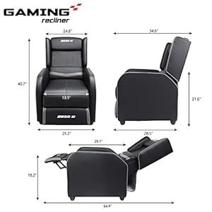 Lemberi gaming recliner chair for adults pu leather home theater seating video game chairs for living room ergonomic racing style single movie gamer lounge sofa grey  urban country home decor