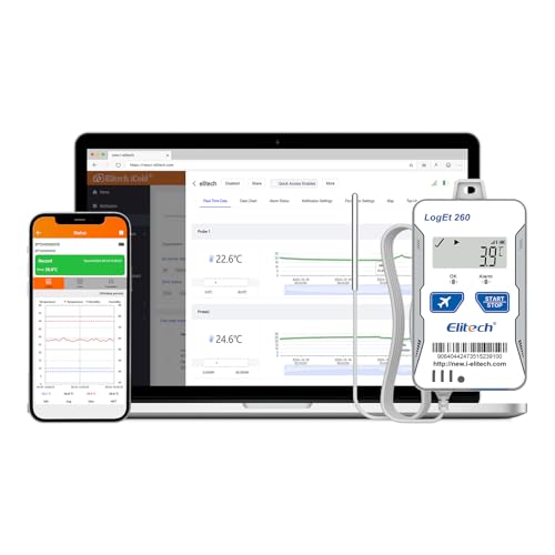 Image of Elitech 4G Reusable Real-time Temperature Humidity Data Logger Light/Shock/GPS, Built-in SIM Card, Shadow Data,Airplane Mode,Cloud Data Storage,SMS/Email/APP/Web Alarm,100000 Points,Loget 260G-THE