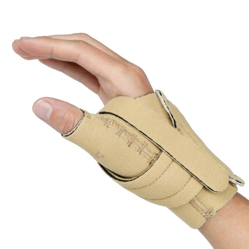 Image of Comfort Cool CMC Thumb Brace - Beige, Right Hand, Large Plus | NC79591 | Breathable Restriction Splint for Arthritis & Tendinitis Relief | Patented Joint Stabilizer for Men & Women