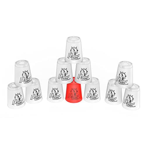Dewel Stacking Cup Game With 15 Stack Ways, 12Pcs Cup Stacking Set, Sport Stacking Cups Bpa-Free Material, Classic Family Game, Great Gift Idea For Stack Games Lover. (11 White&1 Red) #TOP6