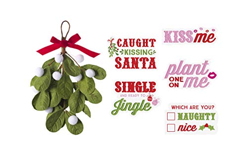 Image of Pearhead Christmas Mistletoe Kissing Booth Photo Props, Holiday Party Decorations, Meet Me Under the Mistletoe Banner, Sticker Sheet, All In One Kit