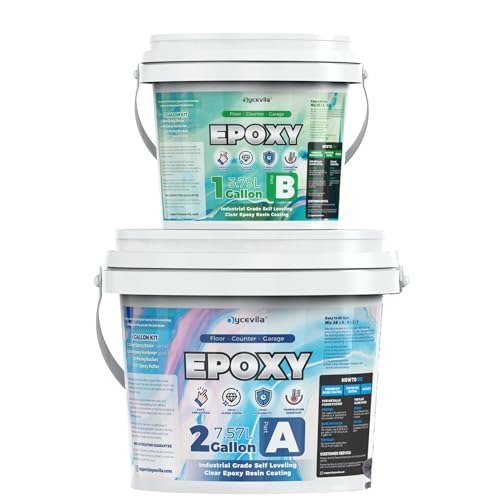 Self Leveling Clear Epoxy Resin Coating, 100% Solids Resin Floor Paint for Wall Repair, Concrete, Basements, Warehouses