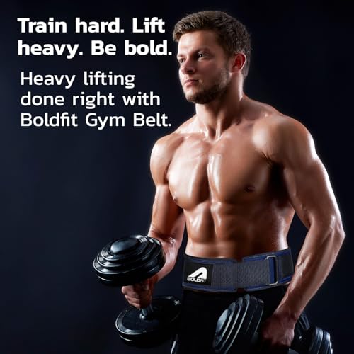 Image of Boldfit Weight Lifting Belt for Men Gym, Powerlifting Deadlift Support, Leather Workout Back Support Accessory for Women, Strength Training Weightlifting Belts for Fitness Exercise - S