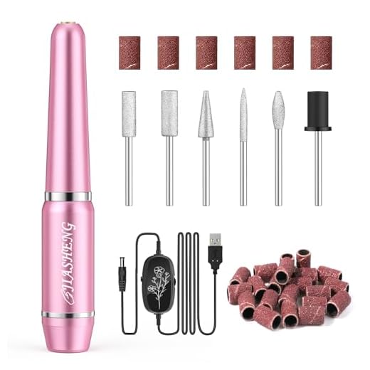 JIASHENG USB Electric Nail Drill, Nail Drill Portable Electric Nail File for Acrylic Gel Nails, Professional Nail Drill Kit Manicure and Pedicure Kit with Nail Drill Bits for Home and Salon Use, Pink
