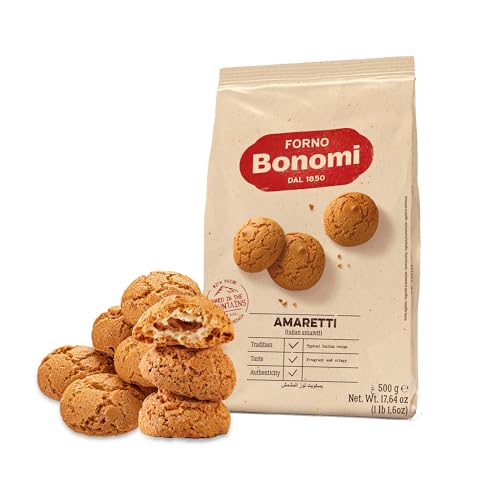 Blue Nile Foods Amaretti Biscuits by Forno Bonomi Almond-Flavored Italian Biscuits for Coffee Tea or Use in Classic Dessert Recipes 500-gram Pack
