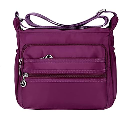 Women Shoulder Handbag Lightweight Cross body Bag Small Ladies Tote Nylon Satchel Purses, Purple, S Cover