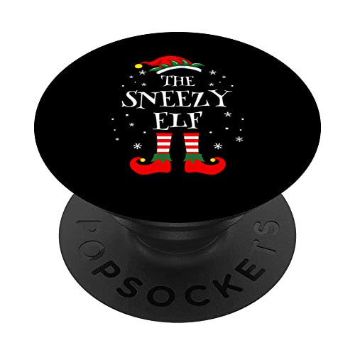 The Sneezy Elf Christmas Family Matching Group Xmas Funny PopSockets PopGrip Intercambiable