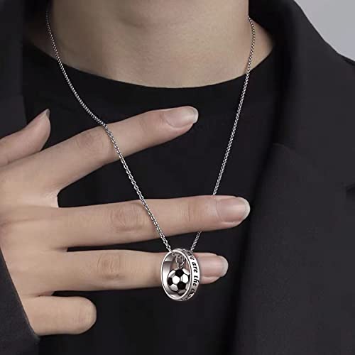 image for ZOEXUE Soccer Ball Necklace for Girls Boys: Sterling Silver 3D Soccer 