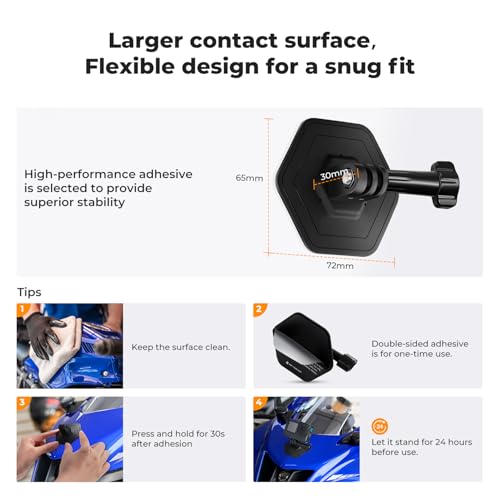 Image of K&F CONCEPT 3Pack Flexible Adhesive Helmet Mount for GoPro Hero 13 /12 /11 /10 /9 /8 /7 Black, DJI Osmo Action 3 /4 /5 Pro, Insta360 X5 X4 X3 Flat Curved Surfaces Sticky Mount, Action Camera Accessories