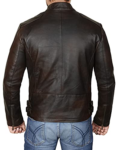 Image of Mens Flames Leather Jacket Gothic Motorcycle Fire Biker Heavy Metal Rock Punk Jacket