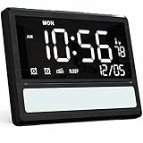 SICSMIAO Digital Alarm Clock Radio, 8'' Large Display Calendar Day Clock for Bedroom, FM Radio, Night Light, Dimmer, 2 USB Charger Ports, 12/24H for Desk, Wall Mounted, Kids, Elderly.(Black)