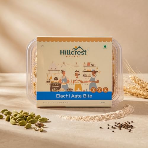 Image of Hillcrest Bakery Elachi Aata Bite Cookies, Cardamom Flavour, 18 Pieces, 250 grams | Premium Baked Snack | Tea Time Treat | Hygienically Packed