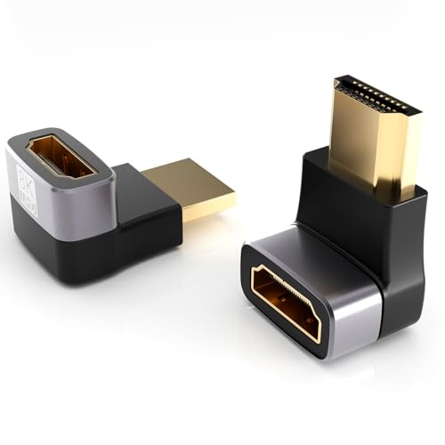 PANPEO 8K@60Hz Right Angle HDMI Adapter 90 Degree and 270 Degree HDMI Adapter (2 Pack)