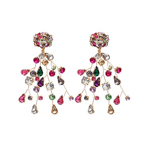 Ototon Boucles d'Oreilles Femme avec Strass Tricoté à la main Vintage Bijoux Coloré Décoration Pour Femme Cadeau Soirée Anniversaire Cover