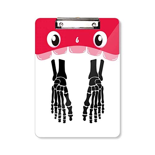 Porte-bloc motif squelette et pied humain A4 noir rigide pour notes