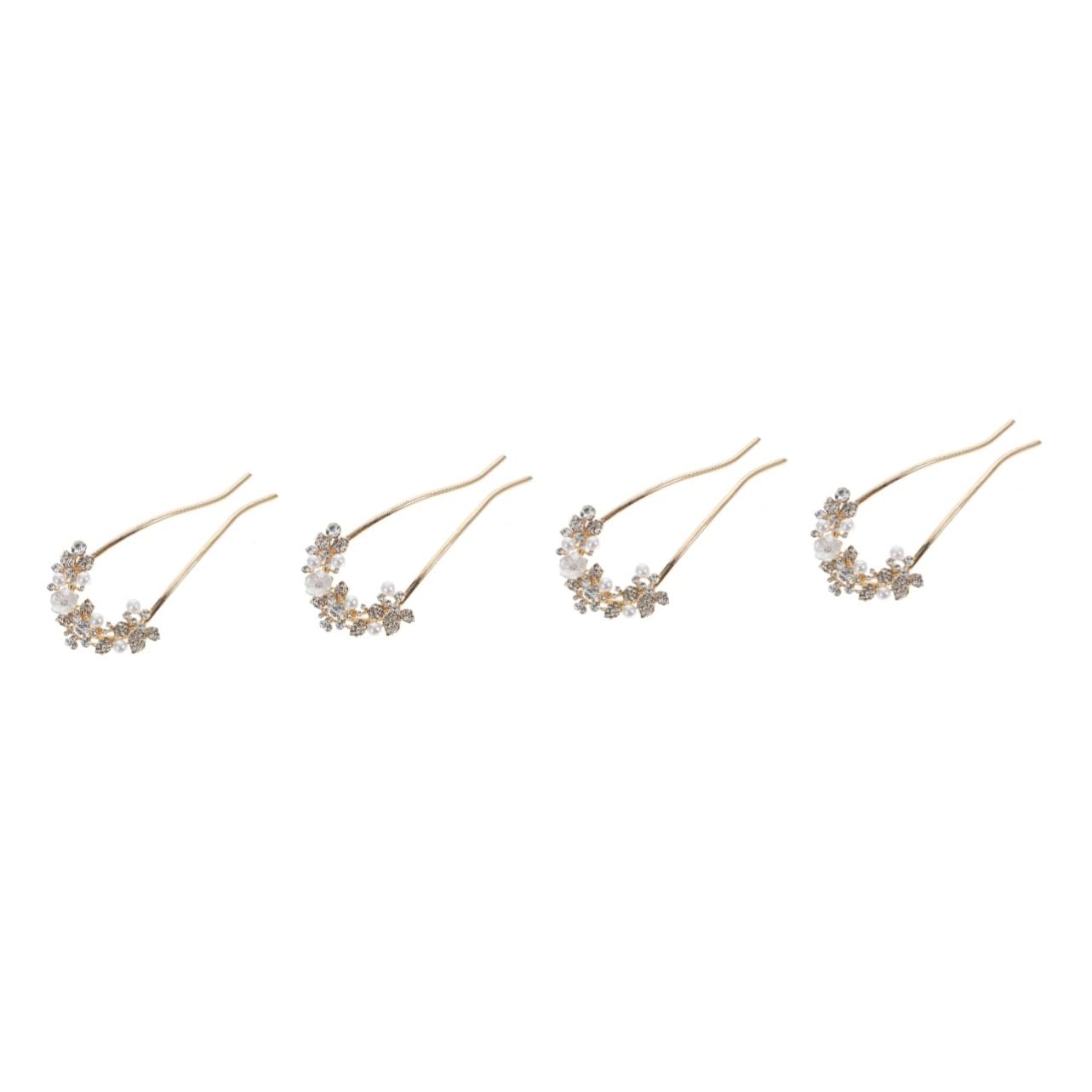 Didiseaon 4 Horquillas Elegantes Para El Pelo Con Diamantes De Imitación Horquillas Para Moño Accesorios Para El Cabello Para Tocado De Mujer.