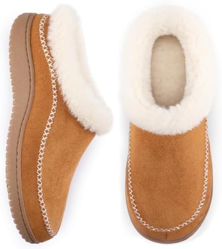 Women's Moccasin Slip-on Fuzzy Slippers - House Shoes Indoor Outd...