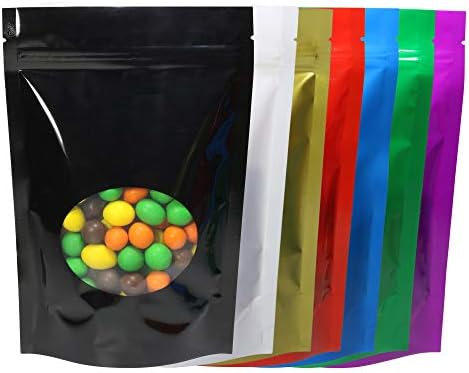 100 Double-Sided Matte/Glossy Color with Clear Round Window Stand-Up Pouch (5.5" x 7.9", Glossy Mixed)