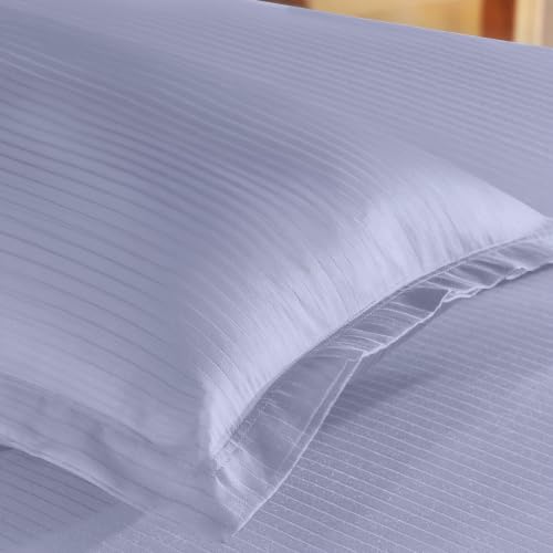Image of myTrident Bedsheet for Single Bed Cotton| 210 TC | 60 inch x 90 inch | Amethyst | 210 TC, 100% Cotton Flatsheet with 1 Pillow Cover, Super Soft and Breathable, Satin Stripe, Classic Style Me Solid Collection