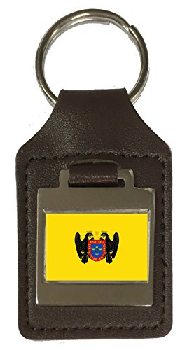 Porte-clés en cuir drapeau du Pérou Lima City - Accessoire de mode mixte