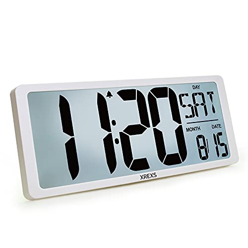 XREXS Reloj de pared digital grande, pantalla de 16.9 pulgadas, moderno reloj de pared silencioso con luz de fondo, dormitorio, temporizador de cuenta arriba y abajo Cover