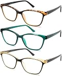Reading Glasses for Women, 3-Pack Blue Light Computer Eyeglasses, Cat-Eye Fashion Full Frame with Spring Hinge Ladies Readers +2.25diopter | Blu-blocker Computer Reading Eyeglasses +2.25diopter Ladies Cat-Eye Fashion Full Frame with Spring Hinge