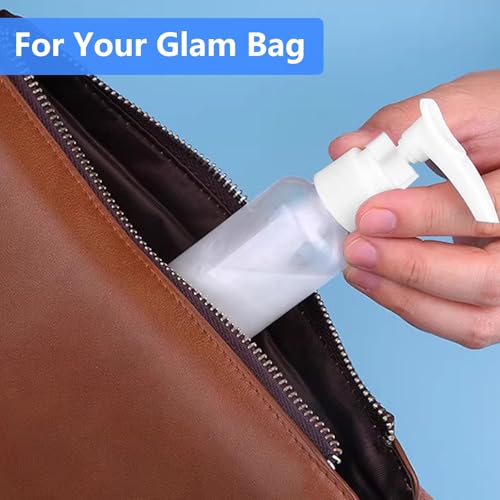 4 Pack 3.4 Oz (100ml) TSA Approved Travel Pump Bottles for Toiletries Clear Travel Size Bottles Leak Proof with Labels3