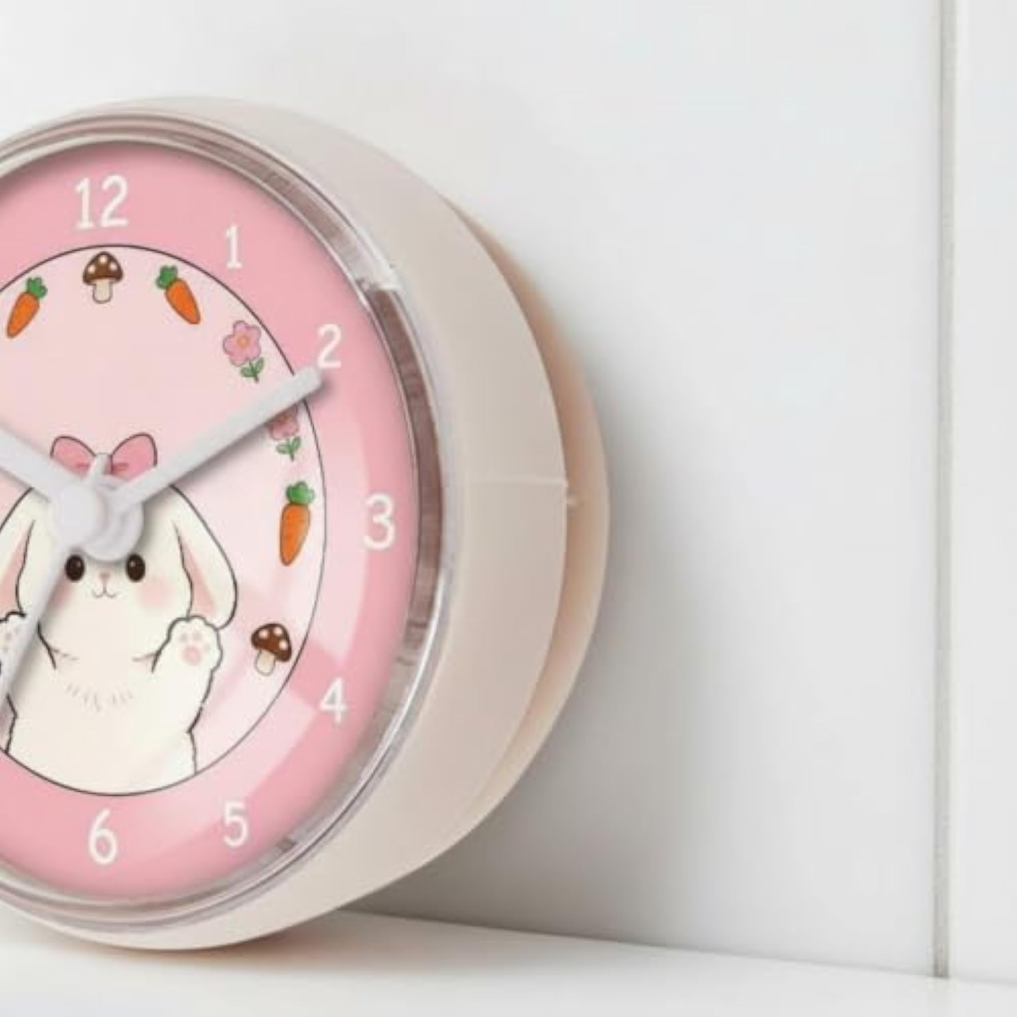 Suction Mount Pink Bunny Shower Clock, Cartoon Design