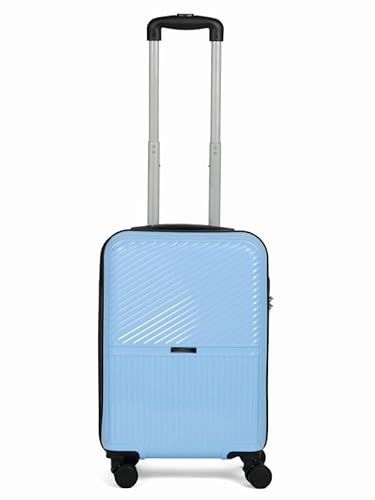 Teakwood Small Size 8 Wheels Trolley Bag, Hard Cabin with Zipper Closure, Adjustable Push Button & Cross Side Strap, Number Lock System 360 Degree (Small, Powder Blue)