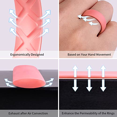 Image of Egnaro Women's Silicone Statement Rings, 5.2mm Wide 2mm Thick Rubber Printed Floral Wedding Bands For Her Size 4-12