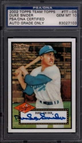 2002 Team Topps Legends Duke Snider 1952 Rc Reprint 10 Auto Grade An008 ...