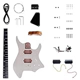 Leo Jaymz DIY Guitar Kit Headless Electric Guitar - Maple and mahogany Neck - Mahogany Body and Maple Veneer - Pluggable wires