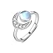 Mondstein Ring 925 Sterling Silber Ringe Mond Regenbogen Mondstein Verstellbare Offener Ring für Damen/Frauen/Mädchen
