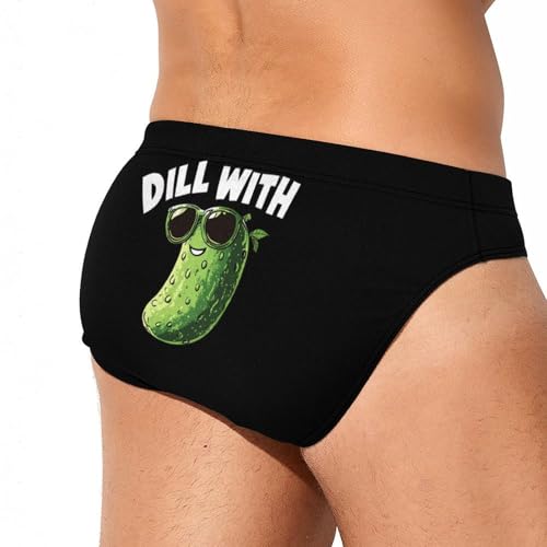 Pickle Dill with It Printed Swim Briefs for Men Sexy Bikini Swimwear Elastic Beach Trunks Bathing Suit4