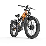 cysum MG800 E-Bike für Damen und Herren, Elektrofahrrad mit Doppelmotor, 48v 20AH, 95Nm Motor, 120 km Reichweite, hydraulische Scheibenbremse (Orange)