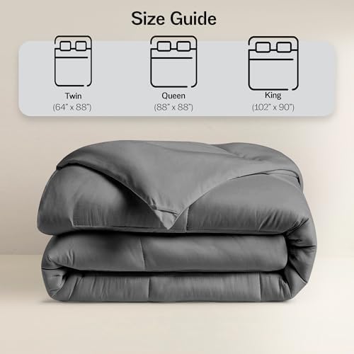 LUX Décor King Comforter – 102x90 Ultra-Soft Down Alternative Duvet Insert with Corner Tabs & Box Stitching, Hotel Quality Plush Microfiber Bedding, Oeko-TEX Certified - Grey - Image 3