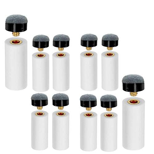 DTTRA 10set 13mm Cue Tips Pool Billiard Cues Tips Replacement with White Pool Cue Stick Ferrules for Snooker