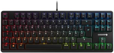 CHERRY G80-3000N RGB TKL, clavier mécanique de gaming filaire sans pavé numérique, disposition française (AZERTY), rétro-éclairage RGB, MX SILENT RED Switches, Noir