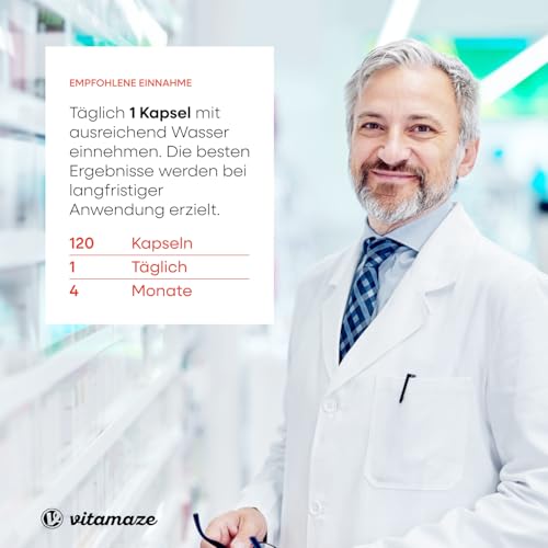 Multivitamin Kapseln hochdosiert, 23 wertvolle Vitamine A-Z & Mineralien, 120 vegetarische Kapseln für 4 Monate, Vitalstoffe & Spurenelemente optimal kombiniert