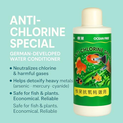 Image of Ocean Free 240Ml Anti-Chlorine Aquarium Water Conditioner - Instantly Removes Chlorine & Chloramine | Safe for Fish, Shrimp & Plants | Freshwater & Saltwater Use