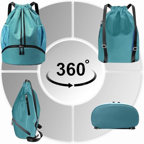 Image of Leosportz Sports Drawstring Bag Backpack for Men Women - Basketball Bag Gym Backpack Dedicated Shoe Compartment | Waterproof Large Space Gym Bag (Drawstring, Pink, 22 liter)