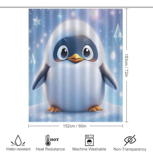 Rideau de douche manchot en polyester lavable 152x183cm