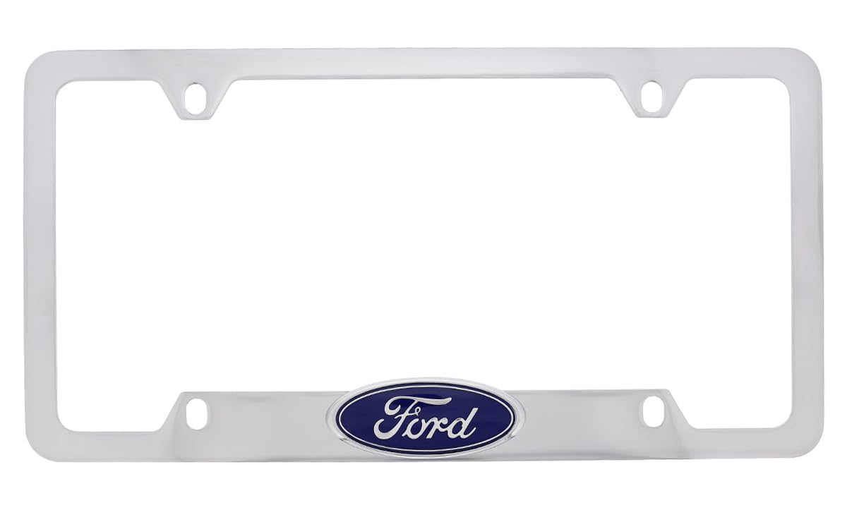 3D Ford Badge Emblem Chrome Plated Metal License Plate Frame Holder